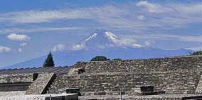 Cholula Ruins in Front of Volcano Popocatepetl